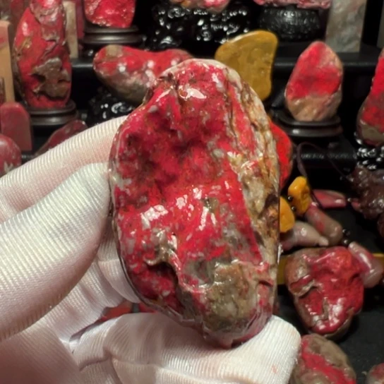 昌化鸡血石原石手把