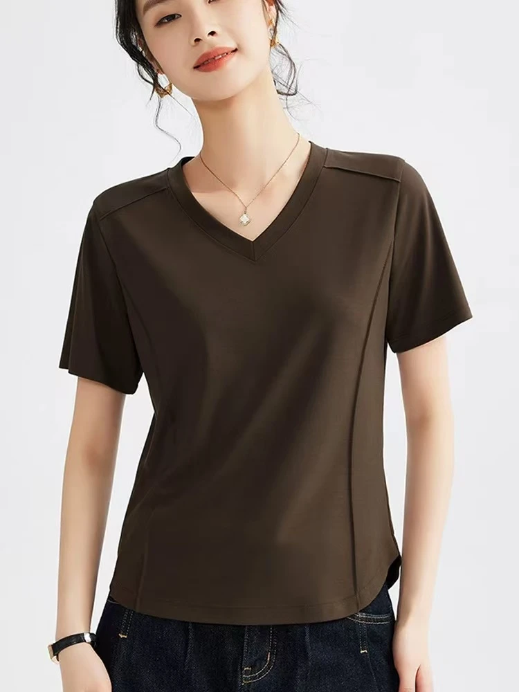 恒鑫安简约V领纯色小衫