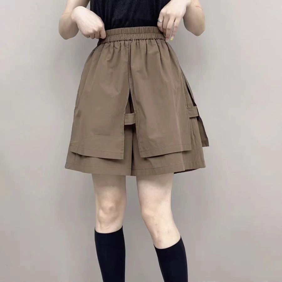 大码双层花苞裤不规则裤裙2025夏季爆款胖mm休闲a字阔腿五分短裤