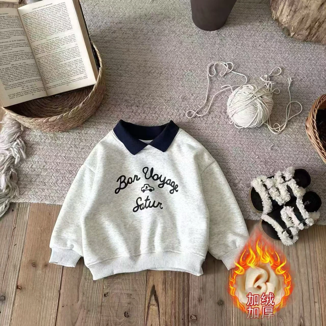 【加绒加厚】加绒新款冬季韩版休闲小翻领洋气长袖