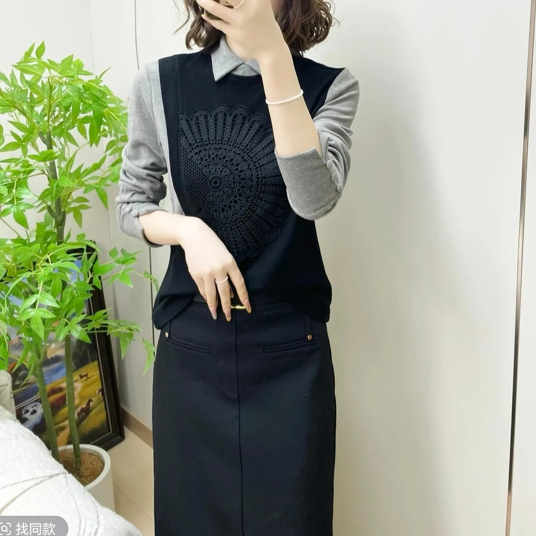2025秋冬不规则拼接新中式保暖双面加绒衬衣显瘦休闲女士打底上衣
