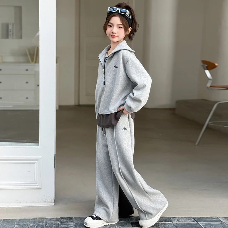 简约潮牌店铺儿童服装2025年新款衣服女童装秋装套装6-12岁高级感