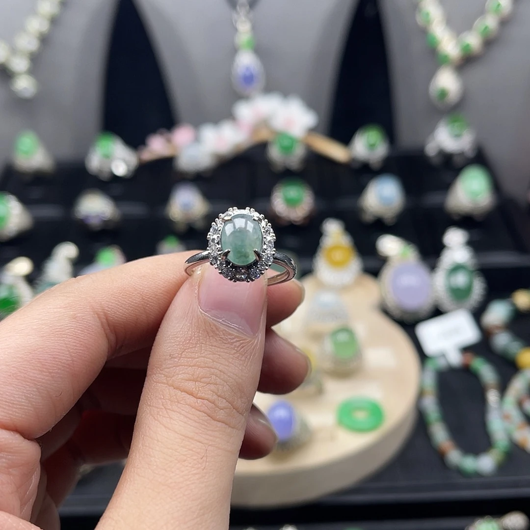翡翠银S925镶嵌戒指