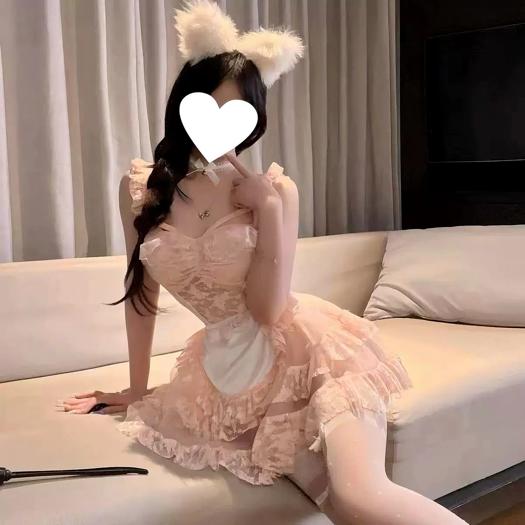 暗夜蜜语【蜜桃甜筒】纯欲公主风甜美性感蕾丝连衣裙显瘦连衣睡裙