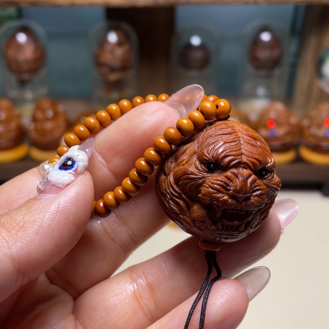 佛螺菩提吊坠老虎头链子一套