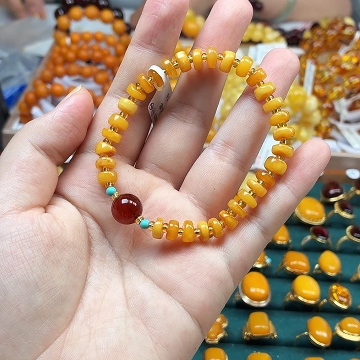 琥珀未镶嵌手串蜜蜡diy手串