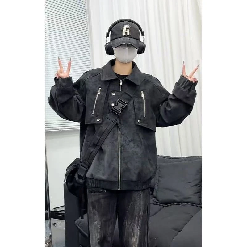 春季新款复古皮衣外套男士美式潮流休闲百搭宽松潮牌夹克春秋短款