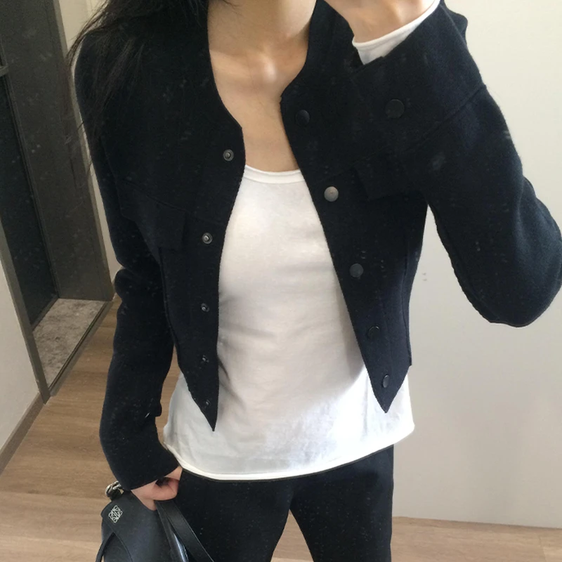 黑色小个子香风短款外套女春秋季2025早秋新款高级感夹克开衫上衣