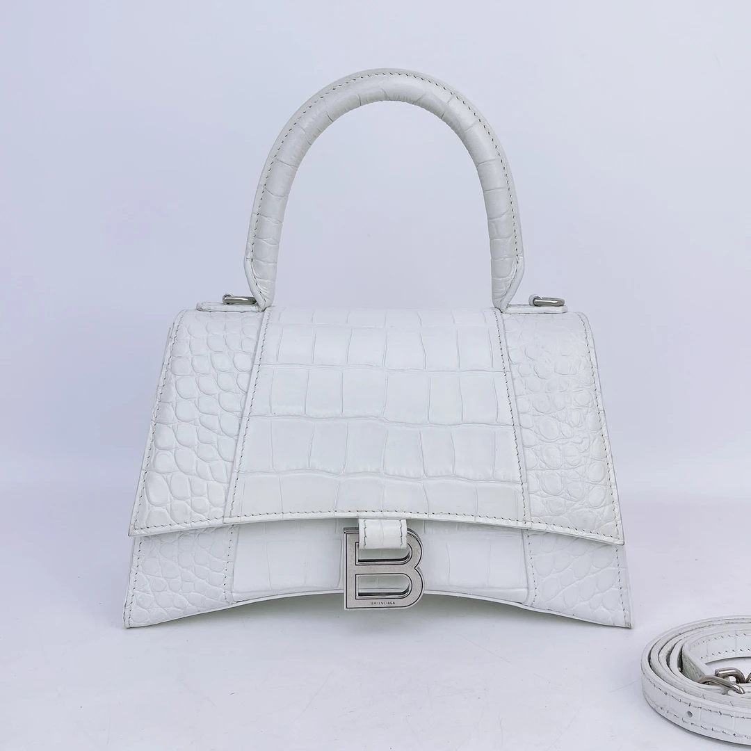 95新 Balenciaga/巴黎世家 巴黎世家白色沙漏手提单肩包底23 H656