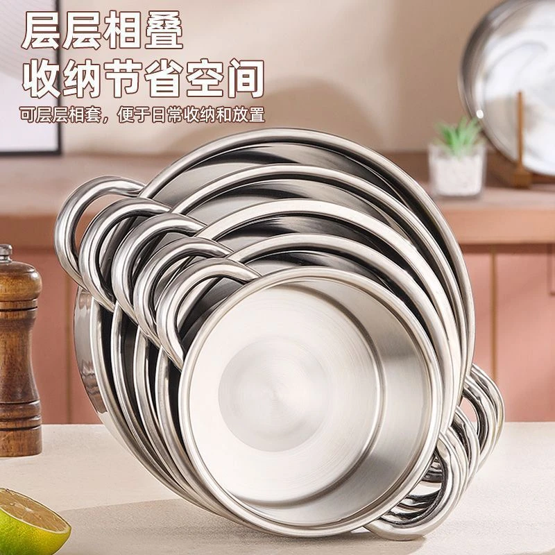 带盖大容量304不锈钢辅食锅直角泡面锅家用双耳熬汤锅电磁炉专用