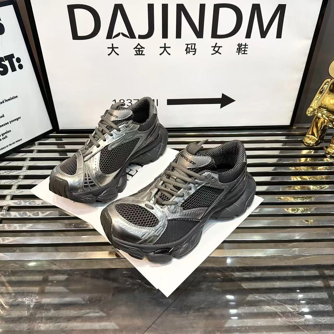 大码定制女鞋40-43巴黎订书钉做旧老爹鞋