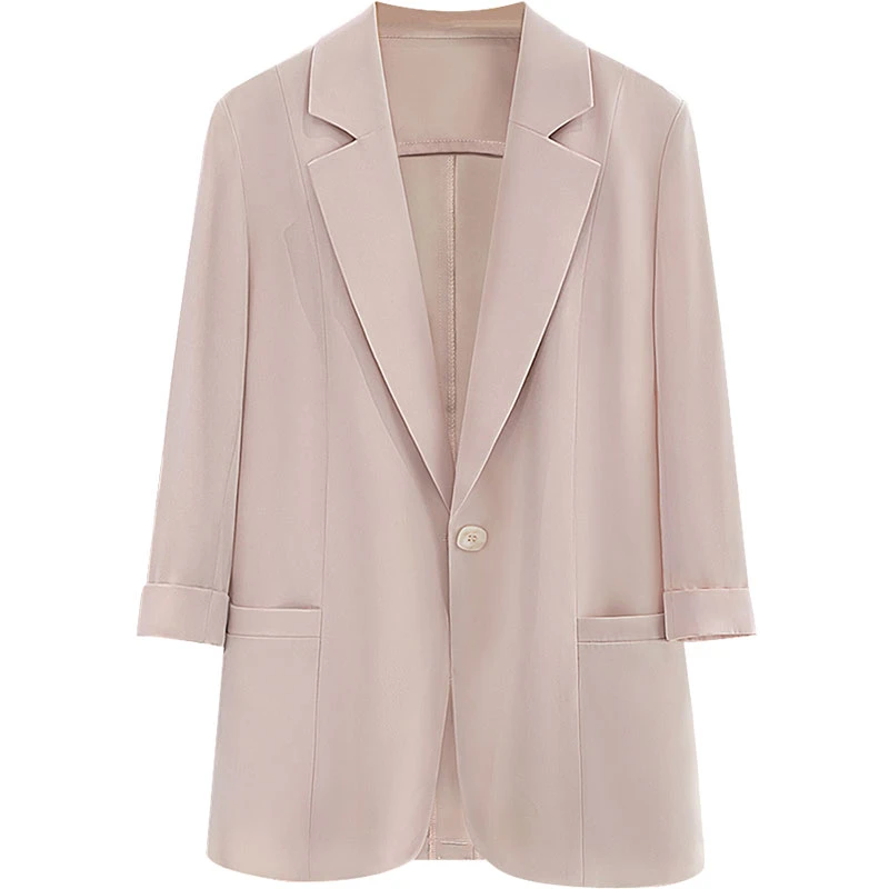 【欧若风】丝柏舍2025春新款女通勤一粒扣七分袖简约西装S51R0772X