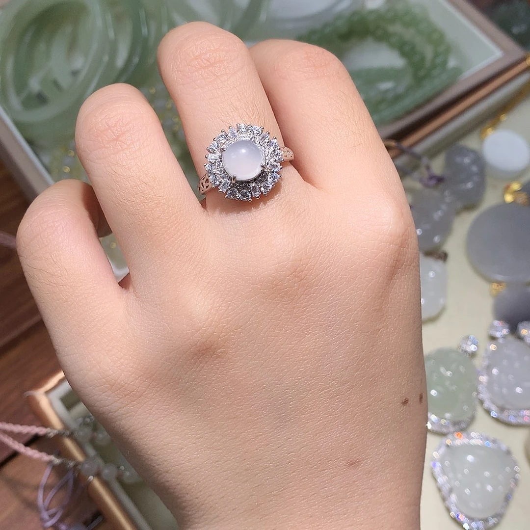 银S925镶嵌戒指和田玉