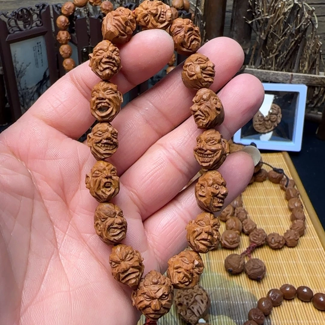 纯手工雕刻龙纹桃核怪脸抽像恶僧