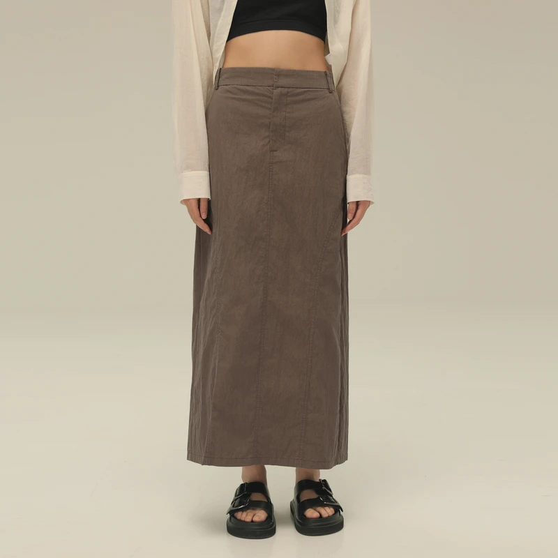 【直播专享】时尚梭织H型中长款半身裙AX42BQ065