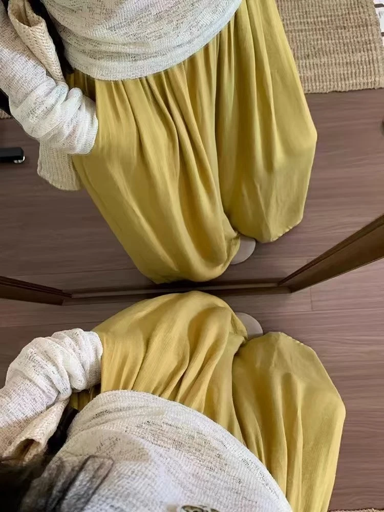 夏款简约棉麻阔腿裤