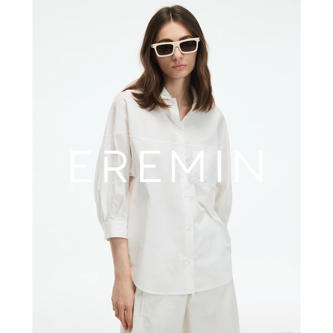 DE Mincollection刺绣娃娃领/定纺精梳棉通勤减龄轻解构衬衫55408