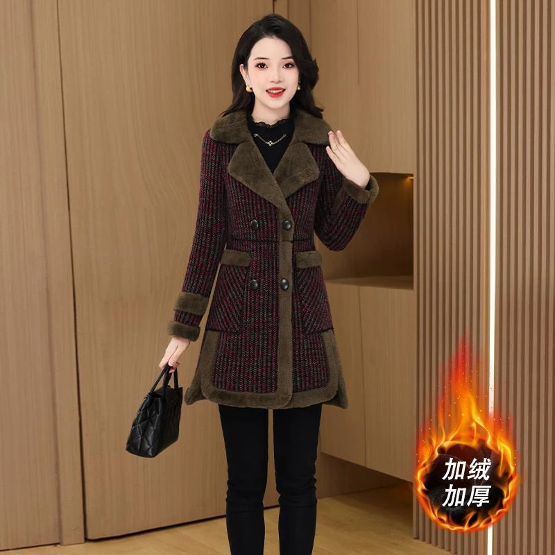 【恋晚】海宁毛呢外套女士冬季2025初秋新款爆款时尚妈妈加绒厚大衣