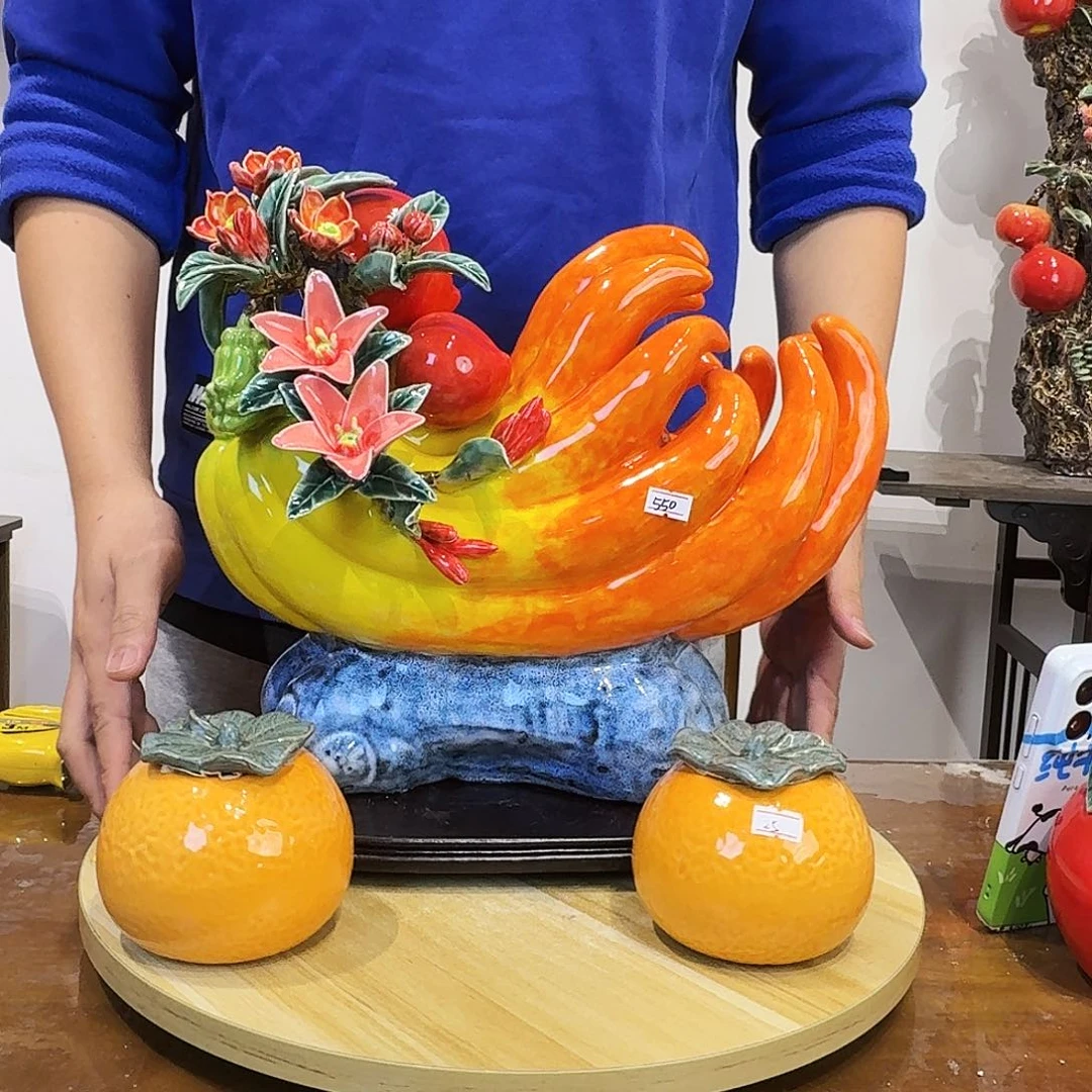 陶瓷大佛手橘子2摆件