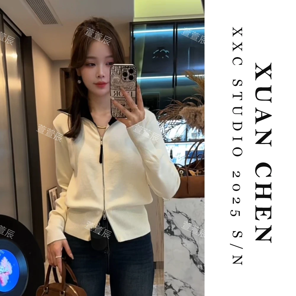 【校园微凉】早秋学院风纯色针织开衫时尚显瘦毛衣开衫外套女#8761