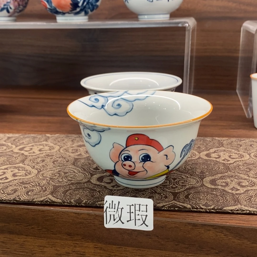 釉下彩老陶泥手工绘制