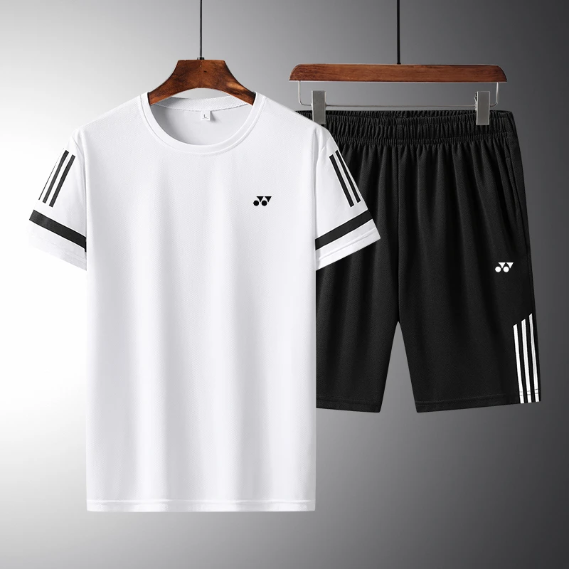 夏季yy运动套装新款羽毛球服定制健身跑步运动短袖速干团购两件套