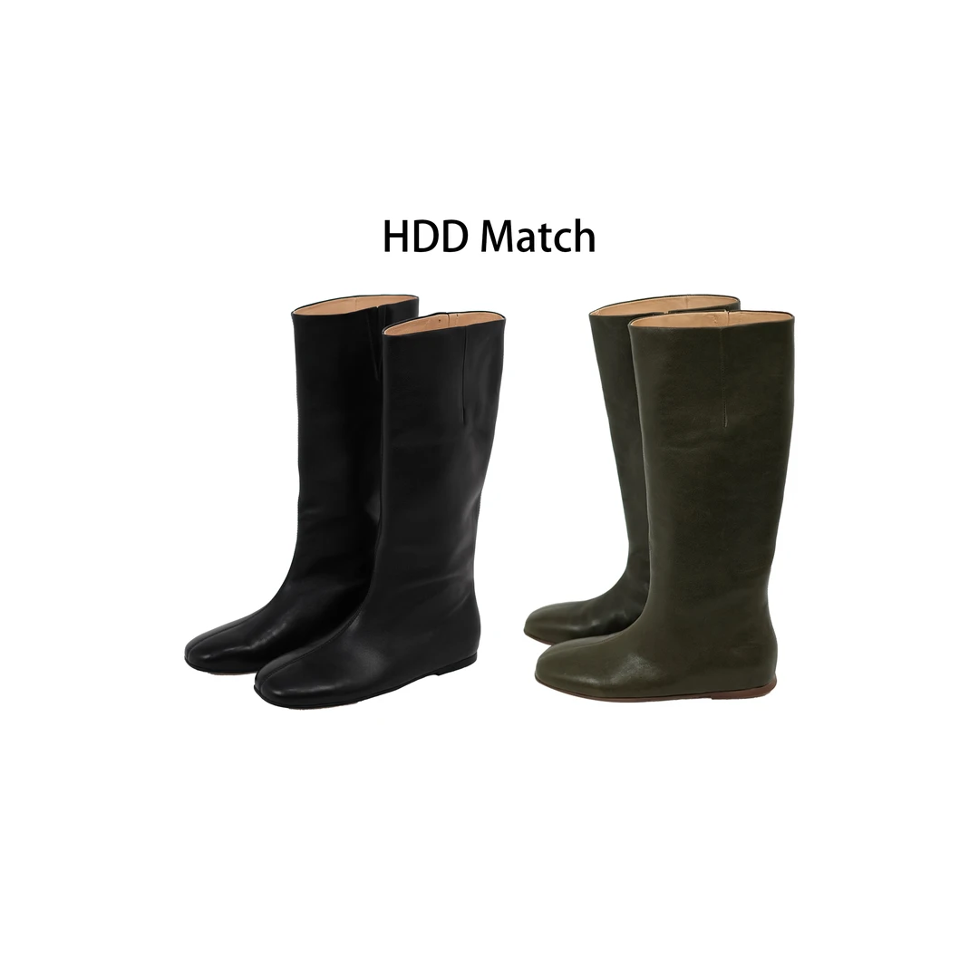 HDD- "云 端"  秋季女款纯色黑色法式高筒靴子  Y8765