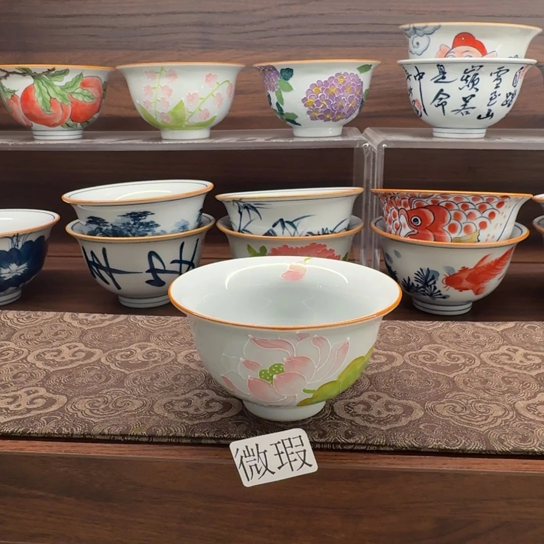 釉下手绘茶具微瑕
