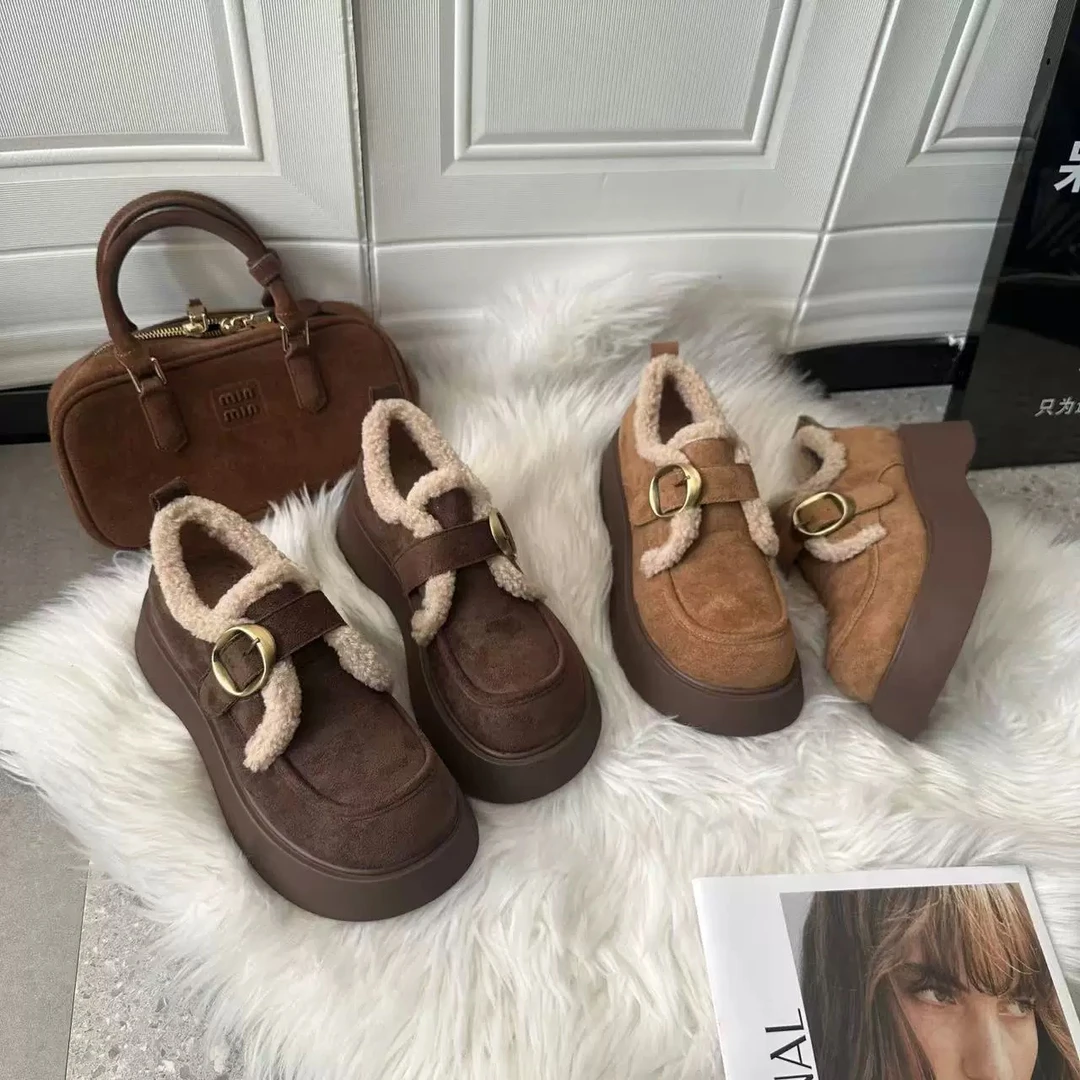 编码081-220勃肯雪地靴秋冬时尚加绒英伦圆头时尚韩版休闲女鞋