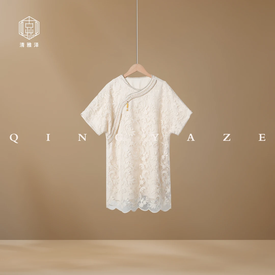 笑春风！蕾丝重工钉珠新中式连衣裙！GZ5715