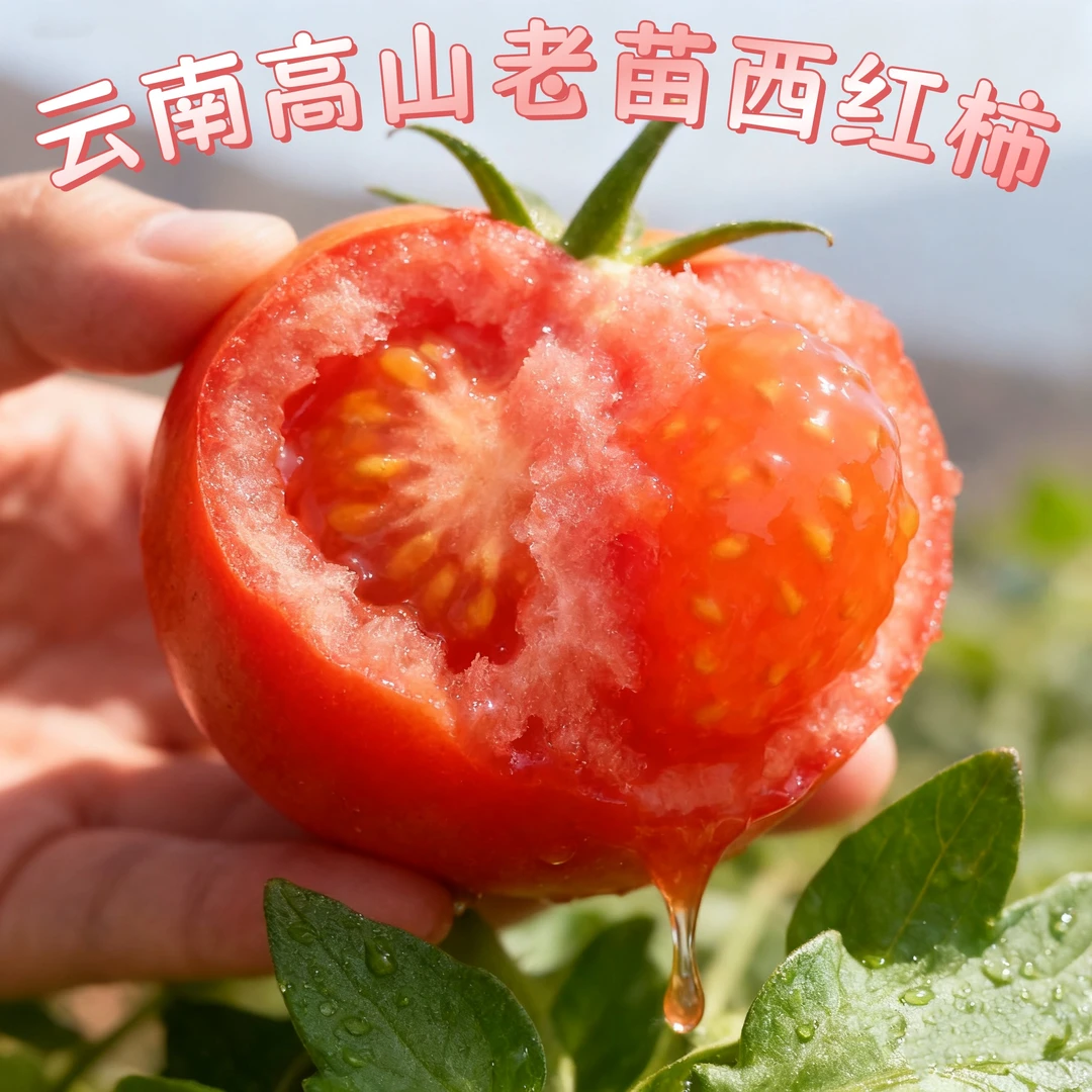 云南高山露天沙瓤西红柿老品种番茄新鲜现摘自然熟可当水果