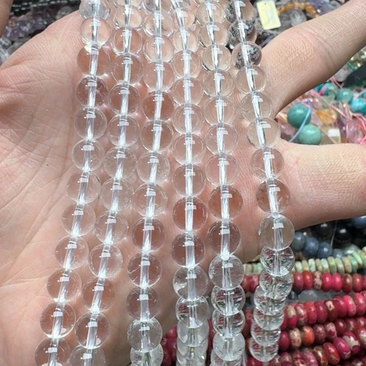 合金玛瑙/玉髓珠宝半成品一条8mm净体白水晶