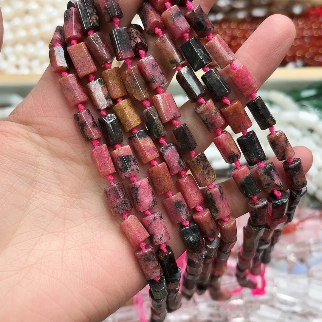 玛瑙/玉髓未镶嵌珠宝半成品6×10阿根廷红纹柱子一条