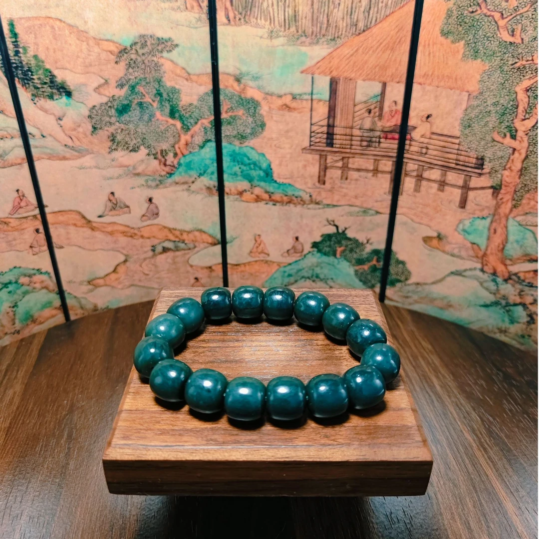 F和田玉且末桶珠手串（卡14）0531