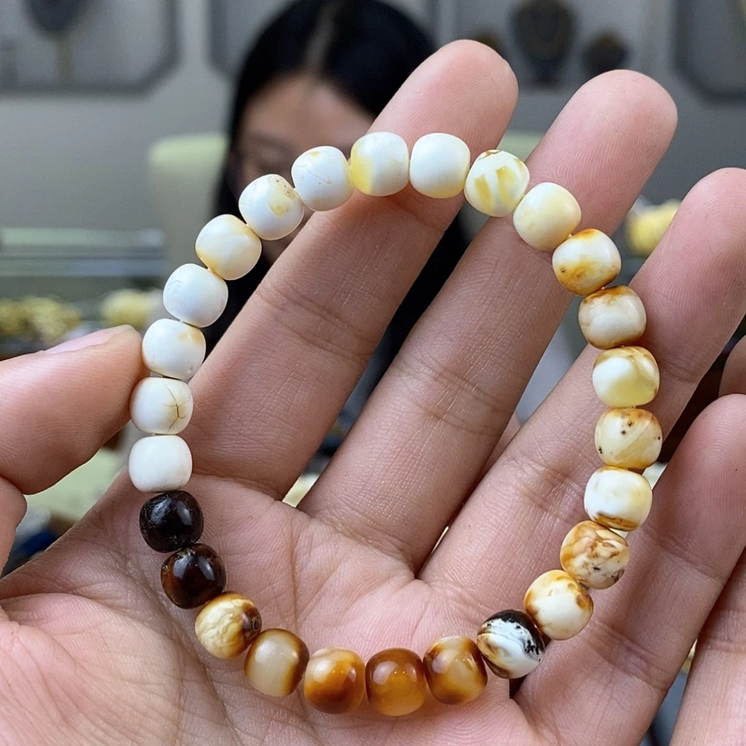 琥珀裸石未镶嵌蜜蜡手串7.5mm