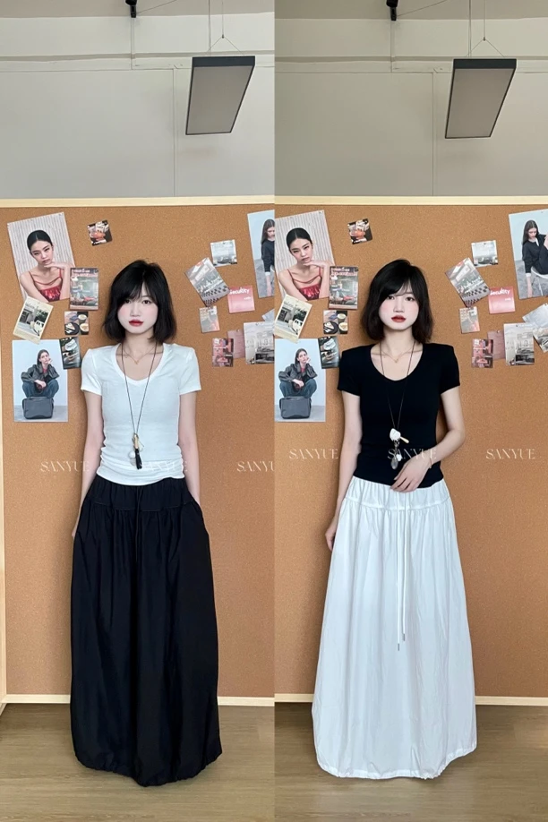 SANYUE【花苞半裙】设计感宽松抽绳蓬蓬半身裙