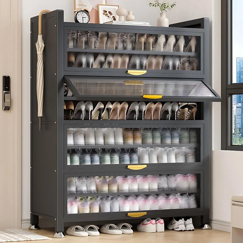 不锈钢鞋柜入户门家用一体靠墙多层钢制鞋架门口收纳置物柜
