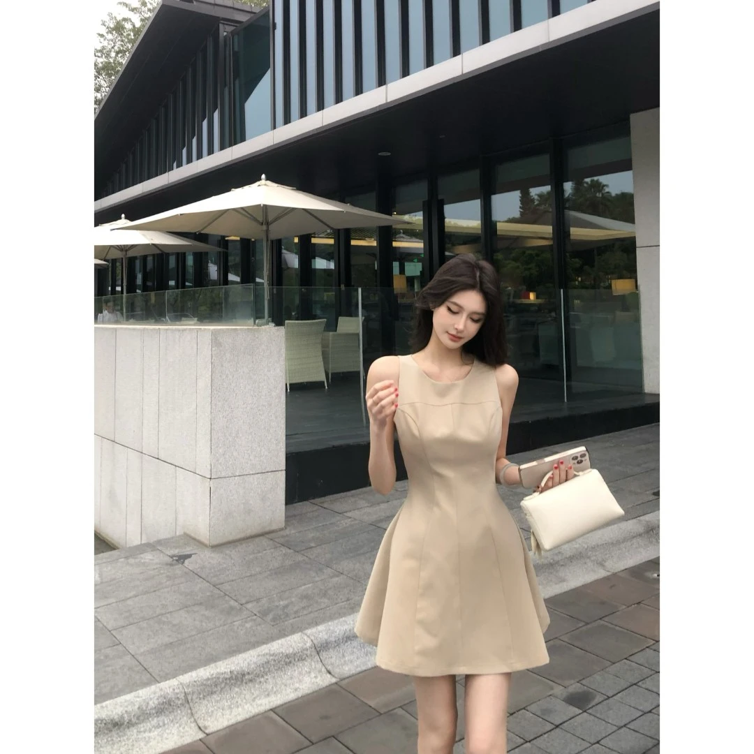 掐腰女王 修身韩版A字小短裙优雅气质显腰线连衣裙