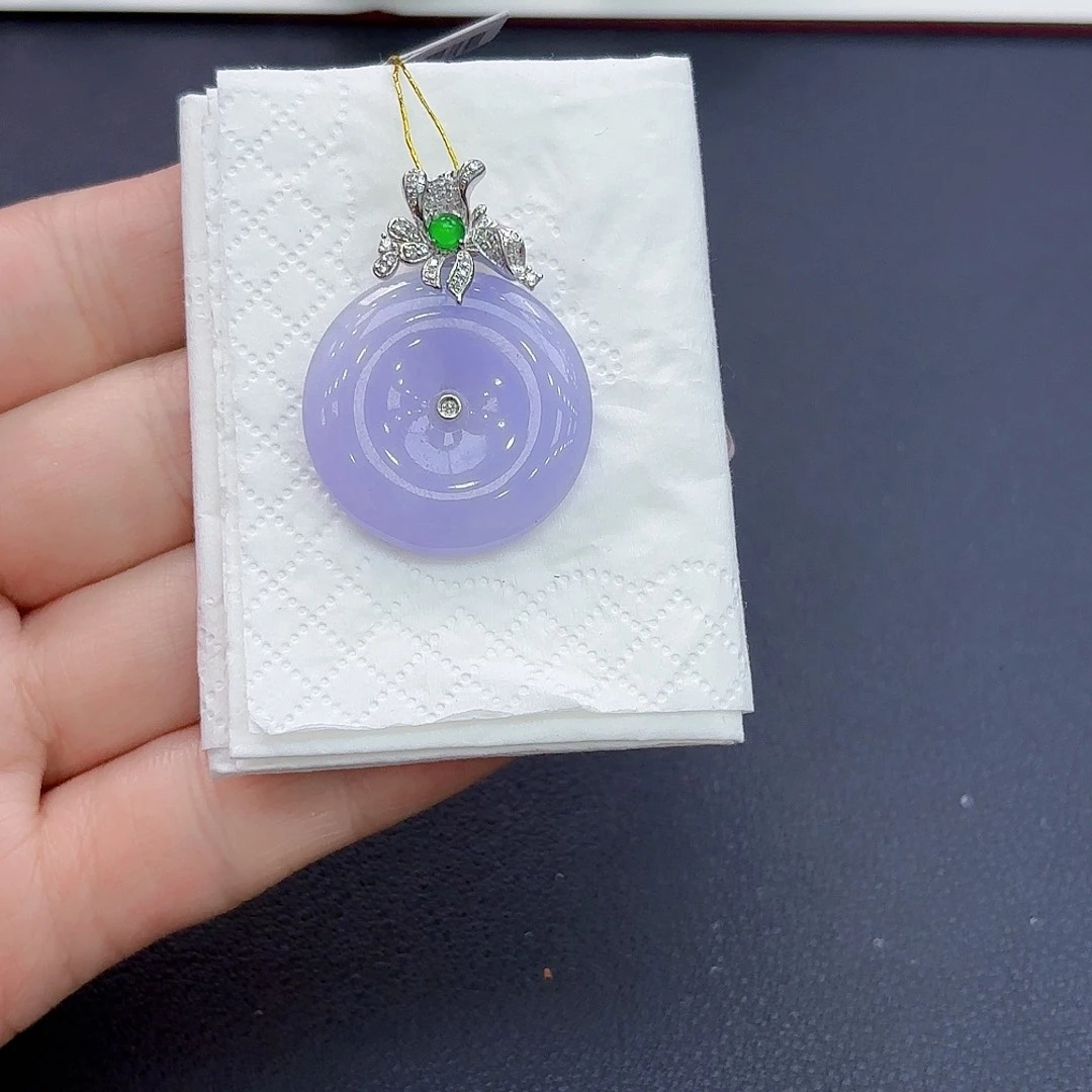 翡翠颈饰18K金镶嵌卡**❀精品•保险柜级•平安扣吊坠