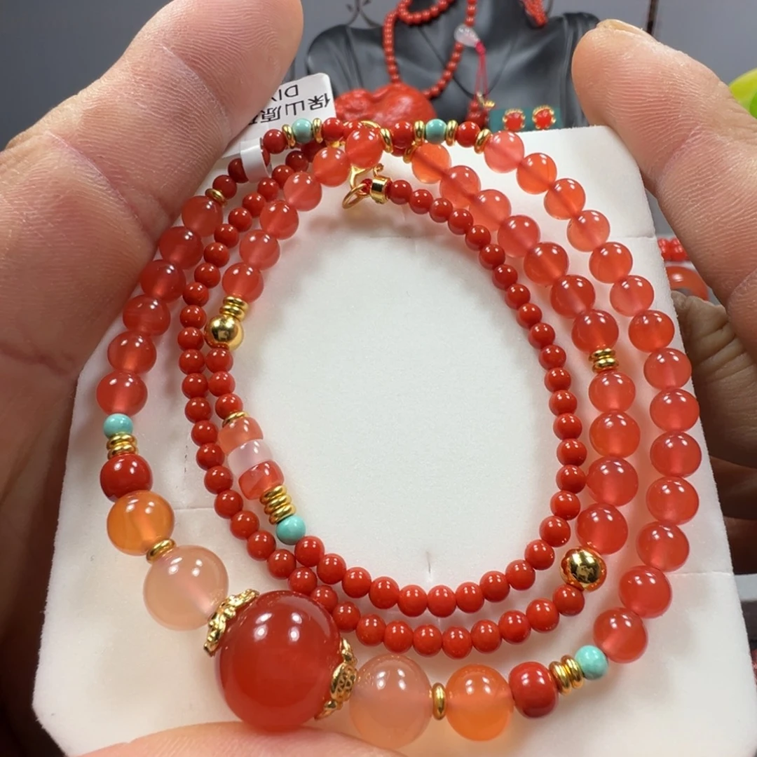 南红玛瑙未镶嵌多圈项链