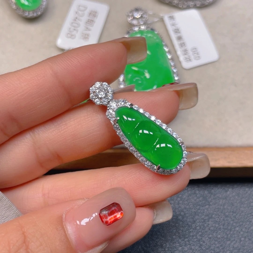 翡翠银S925镶嵌吊坠(不含链)