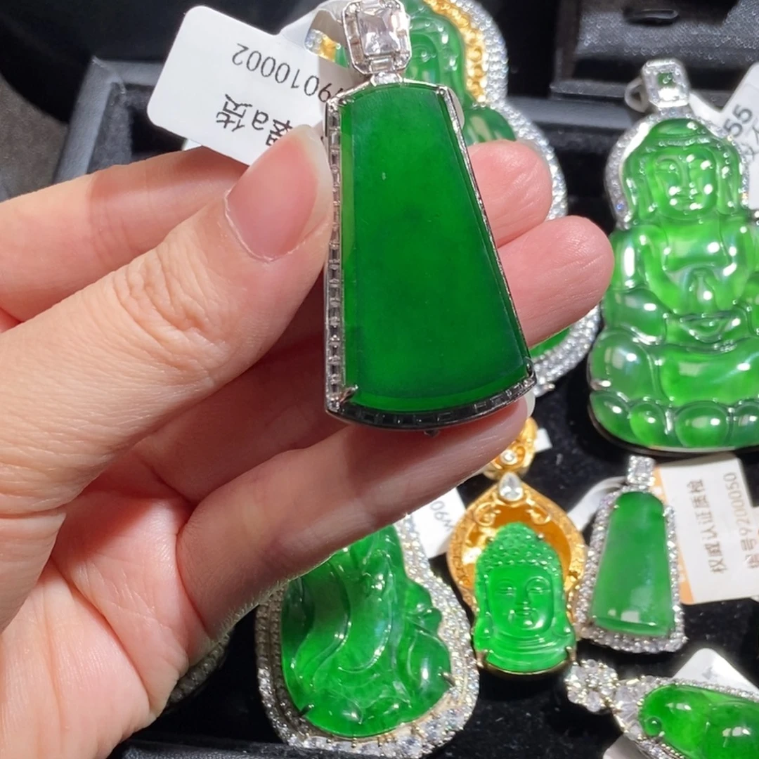 翡翠银S925镶嵌吊坠(不含链)