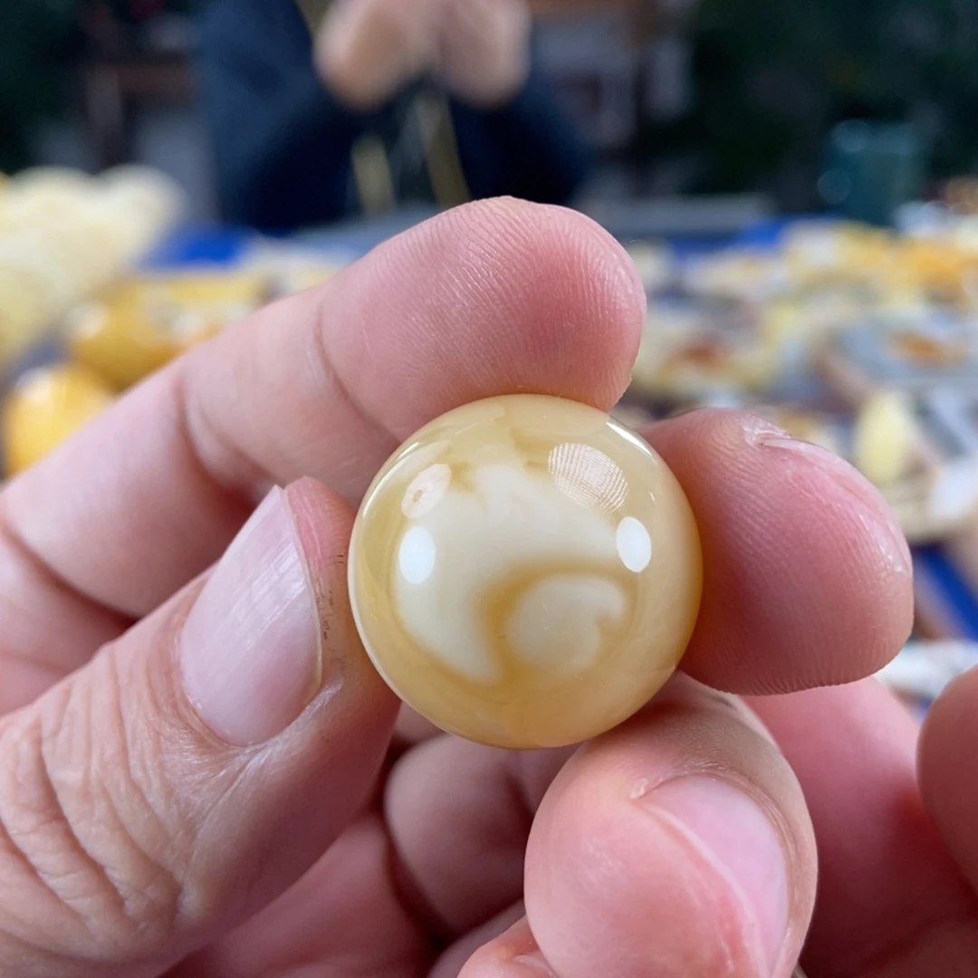 琥珀未镶嵌珠宝奇石21+白花蜡单珠5.53