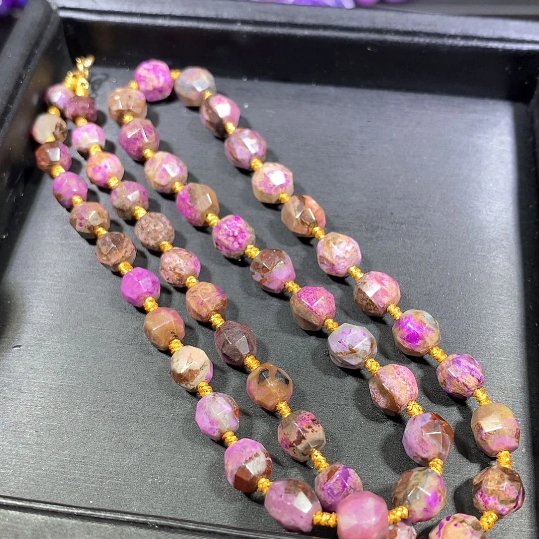 苏纪石（舒俱来）未镶嵌南非老矿舒俱来樱花蜜桃灯笼项链