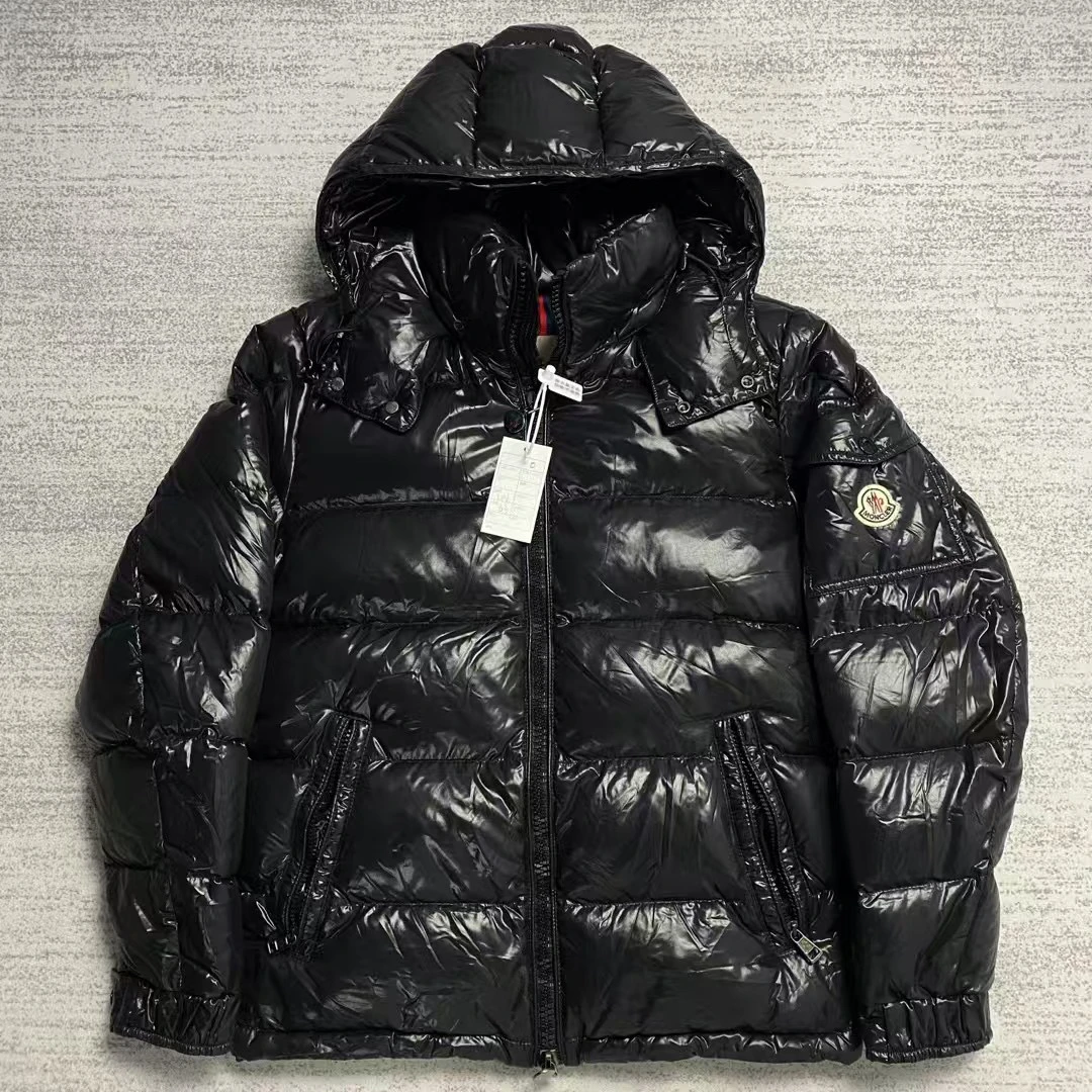 99新 MONCLER 蒙口 黑色maya玛雅袖标连帽羽绒服 0码
