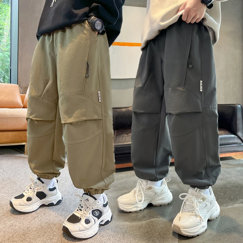 男童裤子春秋装2025新款中大童男孩宽松束脚长裤秋季儿童休闲裤潮