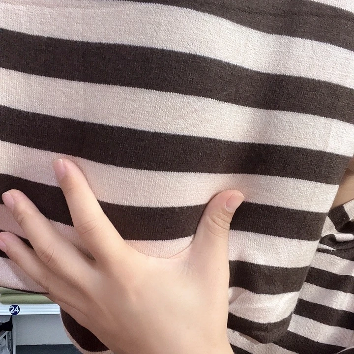 咖白条纹真丝羊绒