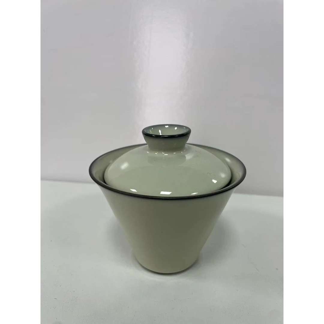 【龙泉】月白 马蹄二才盖碗 陶瓷 lq-5009