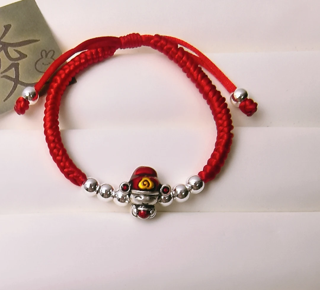 足银手链 足银莲花手串五帝钱貔貅DIY手工百搭时尚简约民族风手链