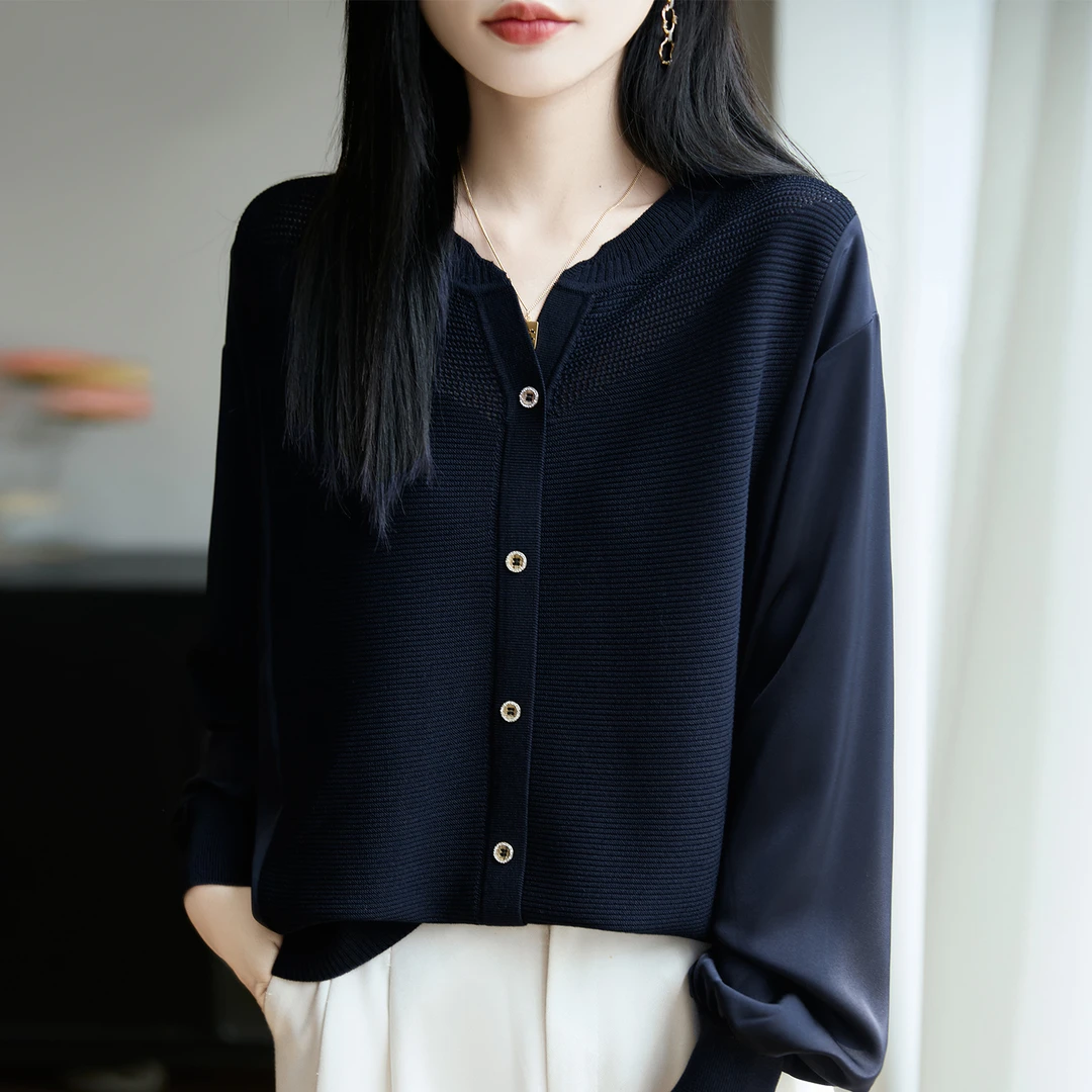 胖mm春秋大码女士冰丝针织衫遮肚子巨显瘦v领上衣洋气内搭打底衫